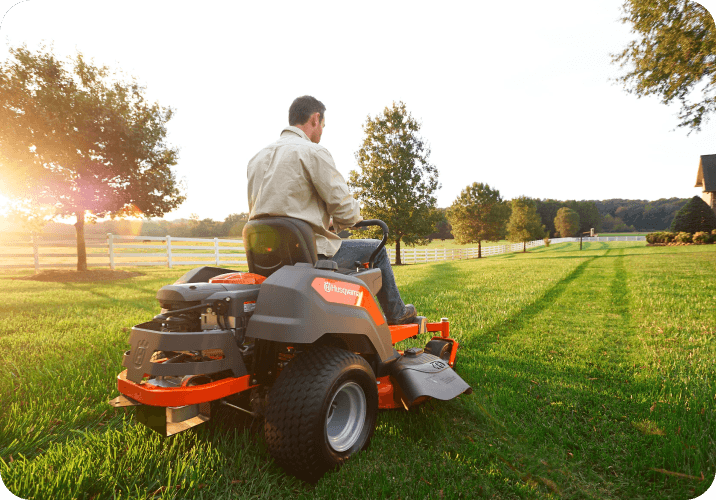 Man on ride on mower